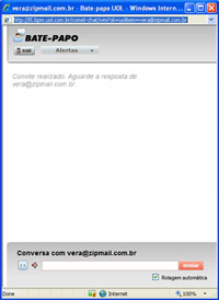 Uma janela de comunica��o se abre, e voc� deve esperar o destinat�rio aceitar o convite